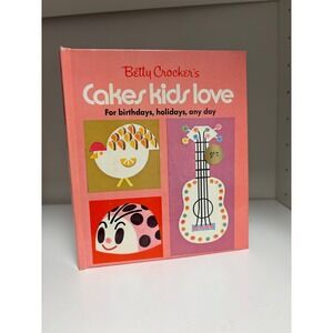 Rare PRISTINE Betty Crocker Cakes Kids Love VTG Hard Cover Cookbook Birthday 60s